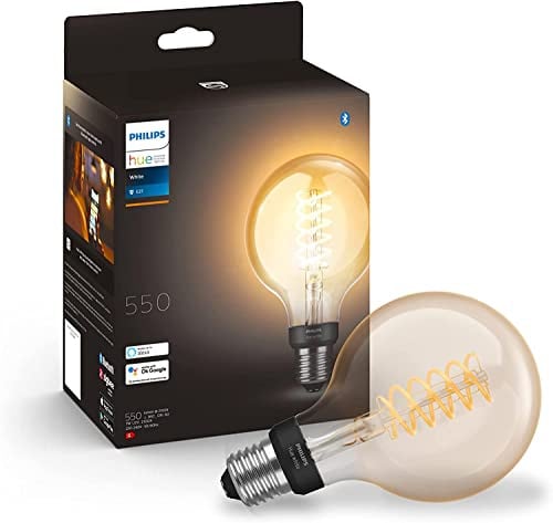 Philips Hue White Filament, Lampadina a filamento connessa, Luce Bianca Calda, dimmerabile, attacco E27, 9W, 1 pezzo