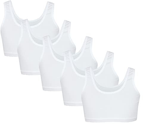 TupTam Mädchen Bustier mit Breiten Trägern 5er Pack, Farbe: Weiß, Größe: 134-140