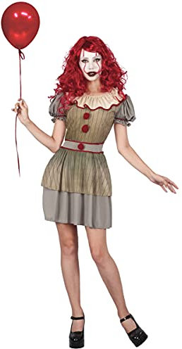 DEGUISE TOI Horror Clown-Damenkostüm Halloween gold-grau - Rot