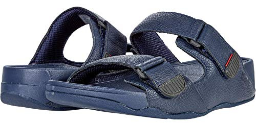 Fitflop Men's Gogh Moc Adjustable Leather Slides, Midnight Navy, 11.5
