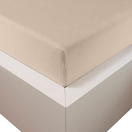 Traumschloss Spannbetttuch »Premium Plus« Mako Baumwolle mit Lyocell & Elasthan | Edel-Jersey | wärmt im Winter & kühlt im Sommer | Kiesel | 140-160x200-220cm