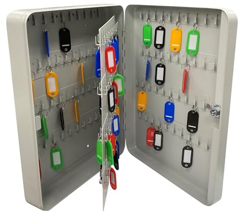 ARREGUI PLL160 Schlüsselschrank | Schlüsselkasten | Schlüsselbox aus lackiertem Stahl | Abschließbar mit 160 Haken und Schlüsselschloss | inkl. 160 beschriftbare Schlüsselanhänger | 37x28x8 cm | Grau