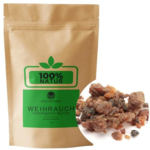 Premium Weihrauch Commiphora myhrrae zum Räuchern/Verbrennen, naturreines Harz, grob gemahlen Myrrhe 50g (muss zum Räuchern ggf. gemörsert Werden)