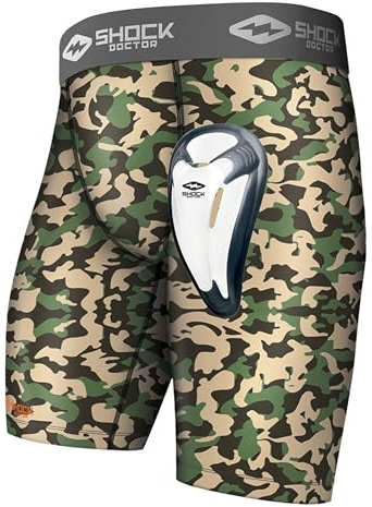 Shock Doctor Unisex Athletic Supporter, Kompressionsshorts, Erwachsene Kompressions-Shorts mit Sport-Cup, American Camo, Large