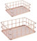 HOLEMZ Schreibtisch Organizer Metall Aufbewahrungskorb Rotgold Haushalt Aufbewahrungsbox Kleine für Küchen Regal, Badezimmer, Office, Kosmetik 2Pcs
