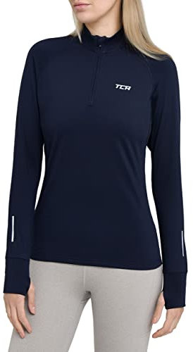 TCA Women's Winter Run Half-Zip Long Sleeve Running Reflective Training Workout Outdoor Athletic Top - Night Sky, XL