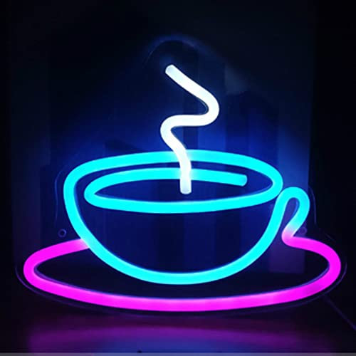 Tissen Neon Sign Lamp Coffee Cup Decoration Night Light Mood Light Table Desk LED Light Present Kids Home Party Birthday Gift Toys