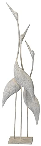 Posiwio ausgefallene dekorative Dekofigur Fischreiher als 3-er Gruppe Gartendeko im Vintage Shabby Landhausstil