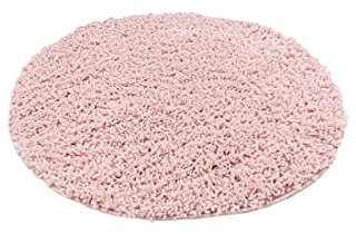 Carpeto Rugs Tapis Rond 100 Salon Shaggy Uni de Couleur Pastel Motif- Tapis Grande Taille de Chambre Adulte Moderne à Poils Long - Moquette pour Chambre et Salon - Rug Rose Pink 100 x 100 cm
