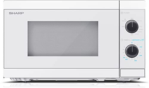 SHARP YC-MG01E-C, forno a microonde 20 litri, con funzione grill, 5 livelli di potenza, funzione defrost, piatto rotante 255 mm, colore bianco