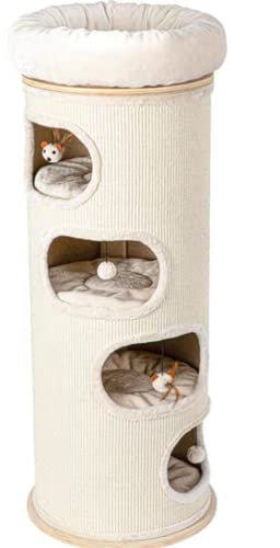 YMXWFC Modern Cat Tree, 4-Tier Sisal Barrel Cat Play House for Indoor Cats & Kittens