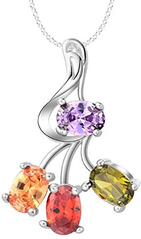 Banemi Halskette Freundin, Kette Lang Damen Weißvergoldeter Sockel Farbe Blumen Glas Geschenke Freundin Ehefrau Mutter Tochter