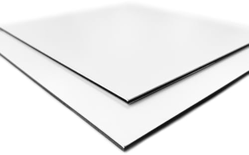 Signalétique.biz France – Aluminium Verbundplatte Weiß 2 mm – 40 × 40 cm (400 × 400 mm) – Innen/Außen – Deko, Schild, Basteln