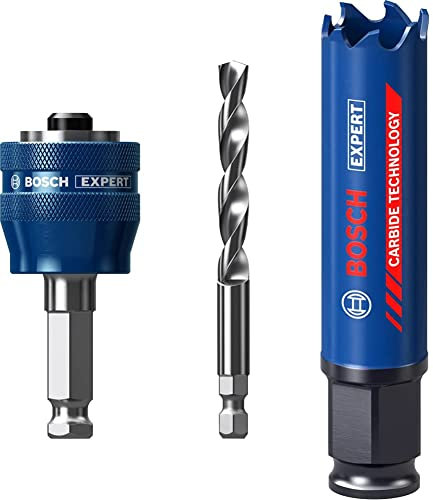 Bosch Professional 1x Expert Power Change Plus Lochsäge-Systemadapter (Ø 7,15 mm) + 1x Expert Tough Material Lochsäge (für Holz mit Metall, Ø 20 mm, Zubehör Schlagbohrmaschine)