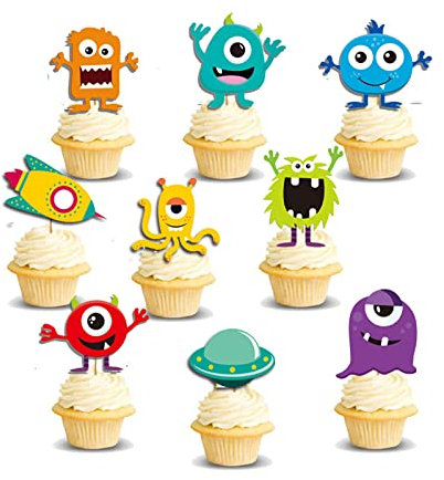 18 Stück Tortendeko Monster, Monster Kuchen Party Dekoration, Monster Party Kindergeburtstags Deko, Monster Kuchen Party Dekoration, Monster Geburtstag Dekoration, für Geburtstag neujahr Party