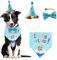 Hunde-Geburtstags-Halstuch-Set, mit süßem Hut und Fliege, für Katzen- und Hundedekoration (blau)