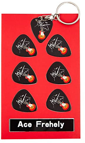 Ace Frehley Gitarre Plektrum Geschenkset | 6 Künstler Plektren | 1 Künstler Schlüsselanhänger
