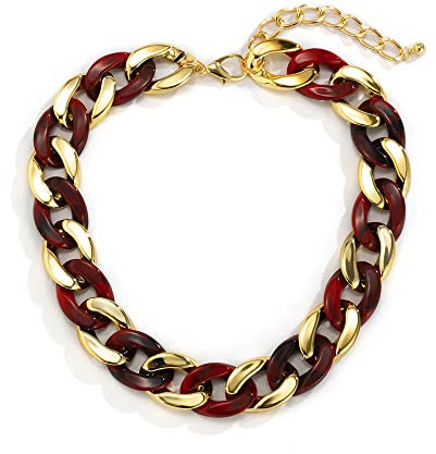 Acryl Chunky Halskette Lange Punk Cuban Gliederkette Choker Leichte Boho Wrapping Gliederkette Modeschmuck Geschenke für Frauen Mädchen