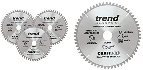 Trend CSB/160/3PK Craft Pro Triple Pack of TCT Circular Blades Ideal for Festool TS55 Plunge Saws & CSB/CC21660 Craft Pro Negative Hook Crosscutting TCT Circular Blade Ideal