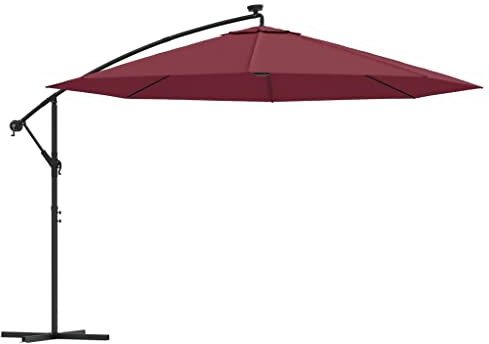 vidaXL Ampelschirm mit LED-Leuchten Bordeauxrot 350 cm
