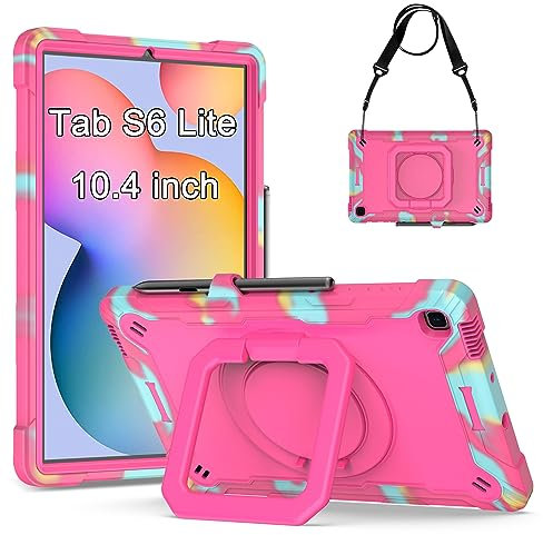KATUMO Case for Samsung Galaxy Tab S6 Lite 10.4 inch 2024 2022 2020 (SM-P620N /P625N / P615/ P619) Heavy Duty Shockproof Protective Cover 360°Rotatable Stand & Detachable Adjustable Shoulder Strap