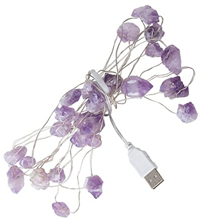 Warmhm Micro LED Lichterkette USB mit Amethyst Steindesign 30 Köpfen Hängende Lichterdekoration für Weihnachten Einfache Montage