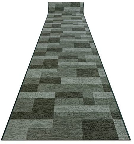 rugsx Antirutsch Teppichläufer Icona - moderner Kurzflor für Küche, Flur & Wohnzimmer, Meterware, Grün 100x300 cm