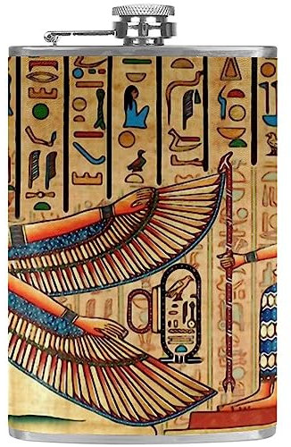 Petaca con Embudo Petacas Personalizadas,Antiguo Egipto impreso,Botella pequeña portátil de acero inoxidable para licor