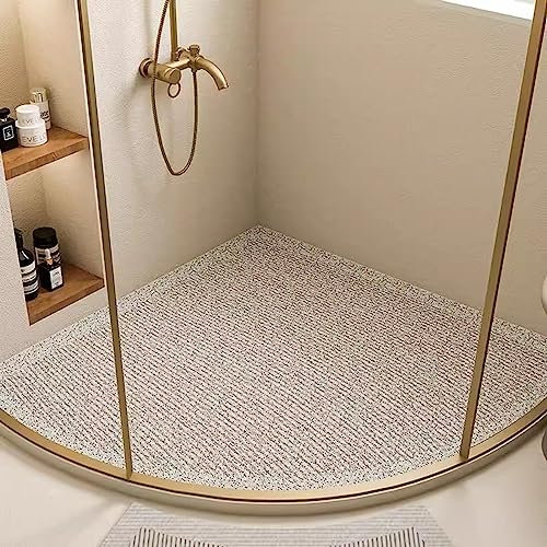 Tappetino Doccia Antiscivolo Angolare,Tappeto Doccia Angolare,Tappetino Doccia In Luffa In PVC Testurizzata,Tappetino Antiscivolo Doccia con Fori di Drenaggio, Per Doccia O Vasca,D,80x80cm(32x32inch)