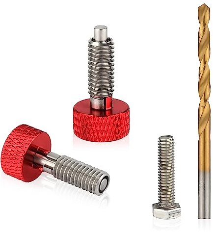 Packout Handle Release Pins Kit, 2pcs Handle Release Pins Hand Retractable Spring Plunger Stainless Steel M6 Quick Release Pins with Bolt and Drill Bit for Toolbox Removal Kit (Red)