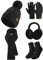 heekpek Mütze Schal Handschuhe Ohrenschützer und Socken Set Damen 5 Stücke Warme Wintermütze Winterschal Strick Winterzubehör Winterset 5 in 1, Schwarz