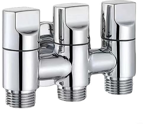 Válvula de ángulo de inyección de agua de tres vías, válvula de ángulo de una entrada y tres salidas Válvula desviadora multifunción de tres vías (plata)