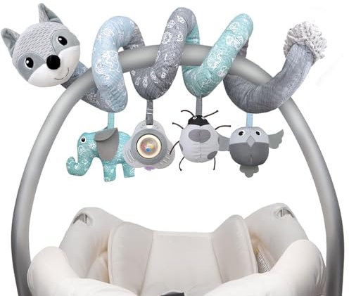 XIXILAND Kinderwagen Spielzeug Babyspielzeug 0-6 Monate, Activity Spirale Kinderwagenkette Neugeborenen Spielzeug mit Musik für Bett, Laufstall, Babyschale & Autositz, Motorikspielzeug für 0+ Monaten