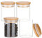 BENECREAT 4 Paquet Pot en Verre Transparent avec Couvercles en Bambou 7oz (200ml) Petit Récipient Rond de Stockage D'Épices Hermétique avec Couvercles à Anneau en Silicone pour la Cuisine à Domicile
