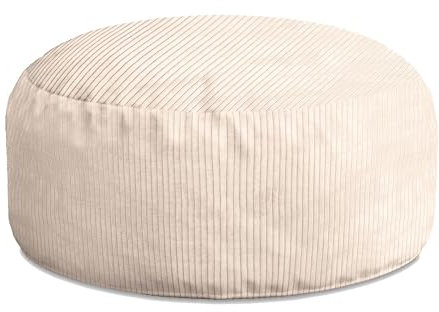 DreamRoots Pouf Hocker Roller 70x70x40cm - Pouf Cord - Sitzkissen Rund - Hocker Wohnzimmer - Fußhocker Für Sessel - Hocker Sofa - Sitz Poof - Fußablage Hocker - Sessel Hocker - Hocker Rund
