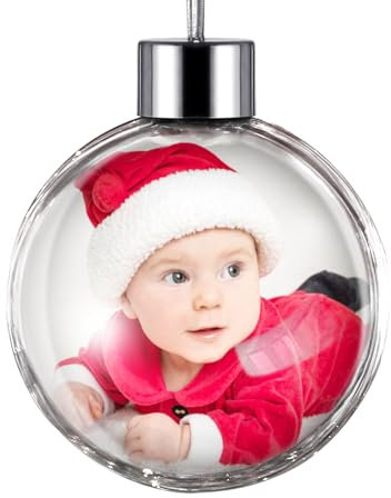 iDIY Bola de Navidad Personalizada - Mi Primera Navidad, Bolas de Navidad Personalizadas con Foto, Adornos Arbol Navidad