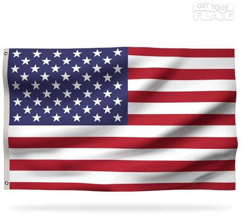 Drapeau Américain Premium 150x90cm - États-Unis, USA Résistant et de Haute Qualité Avec 2 Œillets Métalliques - Soyez Fier de Porter Vos Couleurs !
