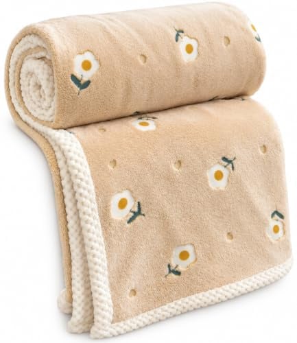 Kuscheldecke Kinder 100x150 Gelbe Blume Süße Fleecedecke Mädchen Geschenk | Süße Kuscheldecke 100x150 mit Gelbe Blume Motiv. Weich,leicht & ideal als Kinderdecke oder Geschenk für Mädchen,Fleecedecke