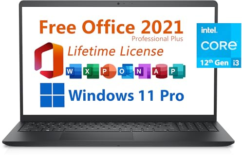 Dell 2023 Inspiron 15 Business Laptop, Free Microsoft Office 2021 with Lifetime License, 15.6 FHD 1920 x 1080, Intel 6-Core i3-1215U 4.4 GHz, 16GB DDR4 RAM, 512GB PCIe SSD, Windows 11 Pro, Black