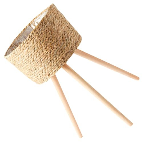 SUPVOX Cache-Pot Bois Tressé avec Support De Plantes Élégant pour Intérieur Et Extérieur Panier À Fleurs Rotin Décoration Minimaliste pour Maison Et Jardin