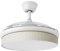 Abrila - Ventilador DC MODA | Color Blanco con tres Aspas Desplegables ABS y Difusor Cañizo Blanco | 6 Velocidades Ajustables | 3 Temperaturas de Luz | con Temporizador y Mando a Distancia Incluido