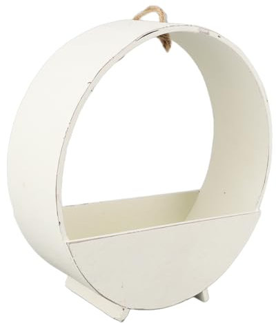 Jardinière Murale Circulaire Suspendue, Jardinière Murale de Style Rustique Facile à Nettoyer, Texture Naturelle pour Plantes Succulentes (Grand Blanc)