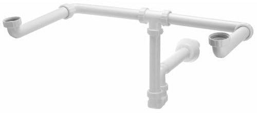 Bruckner Accessori - Sifone per lavabo Mosquito per lavabo doppio, 1 1/4, scarico 40 mm, bianco 151.130.0
