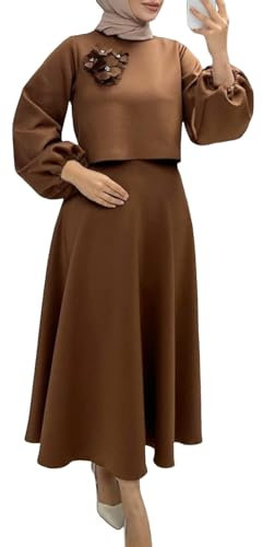 Abaya Damen Hijab Kleid Gebetskleidung für Frauen 2 Teiler Rock Kopftuch Damen Hijab Muslim Kleid Damen Muslimische Kleidung Frauen Set Muslimisches Kleid Tesettür Abiye Hijab Kleid