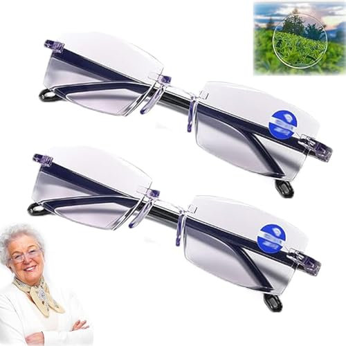 Autozoom-Lesebrille, Klarfokus-Brille Mit Automatischer Anpassung Für Damen Und Herren, Deutsche Multifokale Rahmenlose Anti-Blaulicht-Lesebrille Mit Klarer Sicht (2PCS)