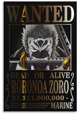 Anime Wanted Poster Roronoa Zoro (2) Home Decor Poster Wall Art Hanging Picture Print Decorative Painting Poster 16x24i