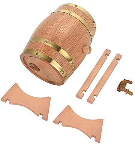 KIMISS Vintage 5L Weinfass aus Eichenholz, Ideal für die Lagerung von Bier, Whiskey, Rum, Portwein und Mehr, Handgefertigtes Eichenfass, Unverzichtbare Utensilien Zur