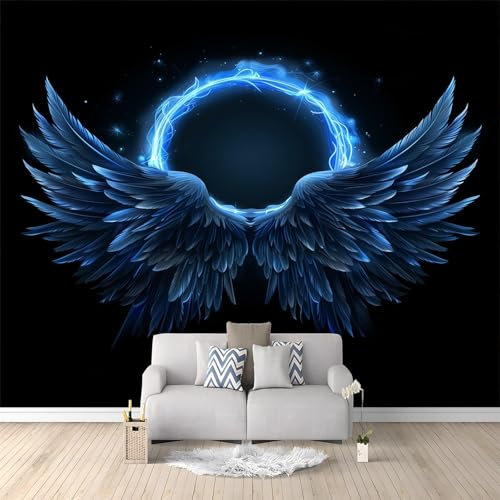 Papier Peint de Photo Ailes D'Ange Noires 300x210 cm Papier Peint Panoramique Papier Peint intissé Murale Pour Chambre De Fille, Garçon, Chambre De Bébé Salon Chambre Décor