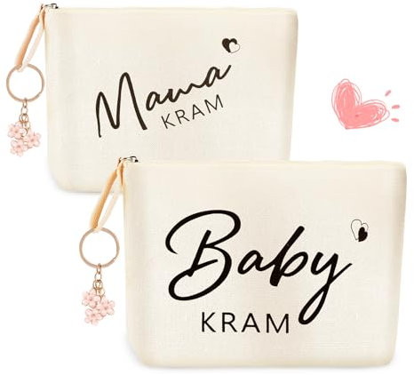 HGRGHH 2PCS Geschenke für Mama zur Geburt, Baby Erstausstattung, Mutter Beutel mit Reißverschluss und Blumenbehänge, Neugeborene Geschenk, Babyparty Geschenk für Schwangere Freundin Werdende Mama