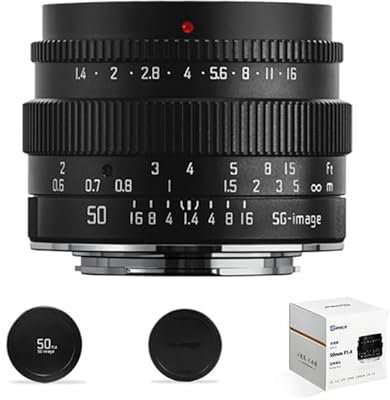 SGimage - Obiettivo F1.4 APS-C MF 50 mm, lunghezza focale fissa con ampia apertura per fotocamere FX-Mount, ideale per ritratti, peso leggero 249 g